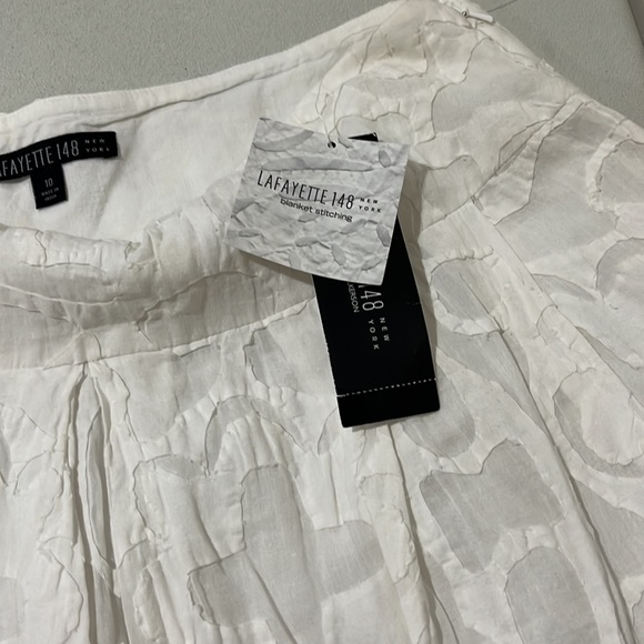 Lafayette 148 New York Blanket Hand Stitched Appliqué Cotton Skirt Size 10 White - Picture 5 of 10
